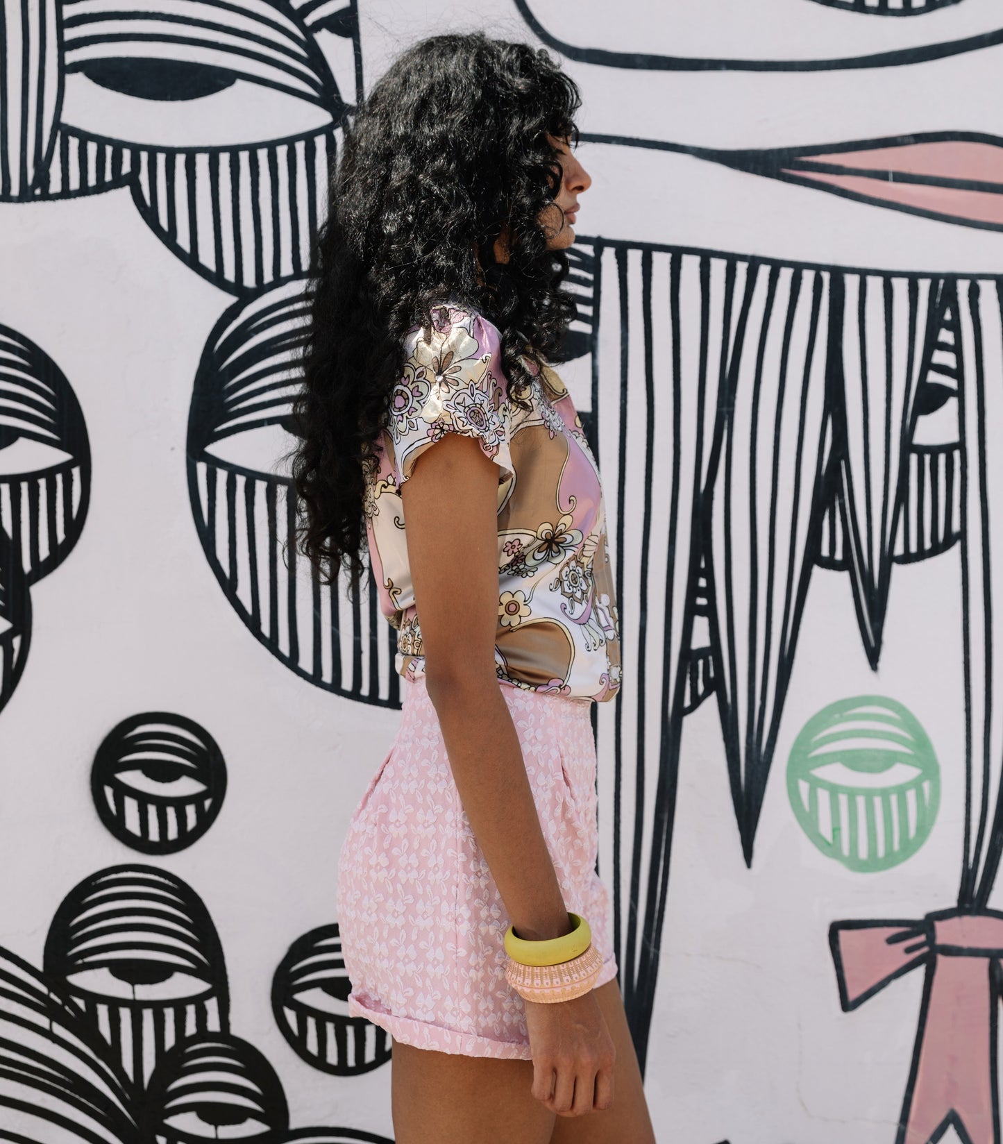 Pink Floral High Waisted Shorts